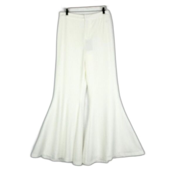 Heidi Daus Flare Leg Pants Size Medium White NEW Lined Crepe High Rise - Picture 1 of 6